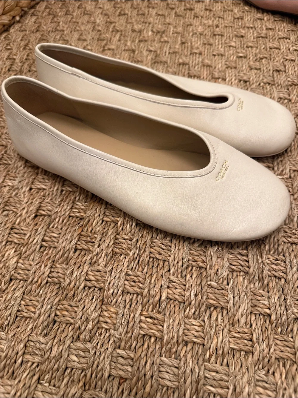 Coach Leather Ballet Flats in Cream